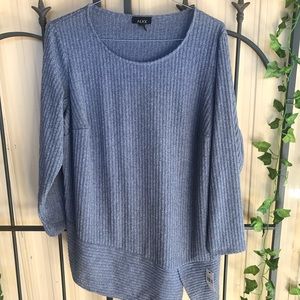 Alyx Sweater 1X Gray Ribbed Tunic Asymmetrical New